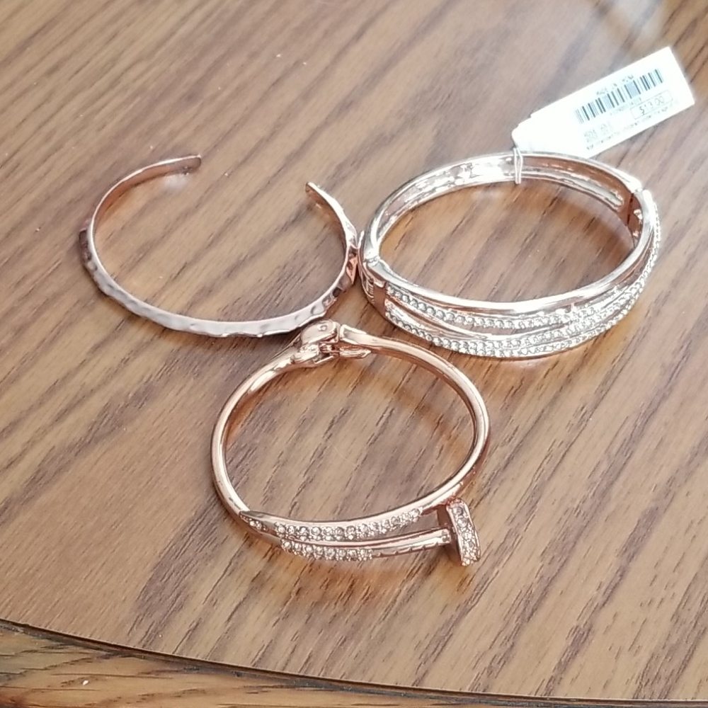 Lot of 3 Charming Charlie rose tone bracelets